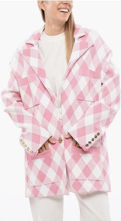 Balmain Oversized Coat With Gingham Pattern size 40