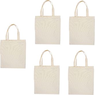 Cabilock 5pcs Canvas Grocery Tote Bags Large Capacity Plain Cotton Organizer for DIY Reusable Shopping Holder for Home School Kitchen and Travel Storage