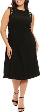 London Times Grommet Sleeveless Midi Dress in Black at Nordstrom Rack, Size 22W