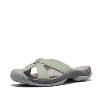 Keen womens Bali Slip on Leather Sandals Closed Toe, Lily Pad/Steel Grey, 4.5 UK