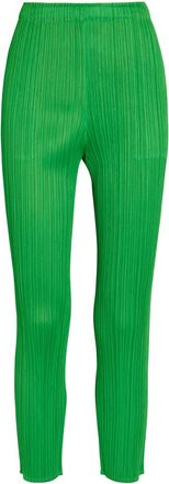 Pleats Please Issey Miyake Pleated Tapered-leg Trousers - Green - 3