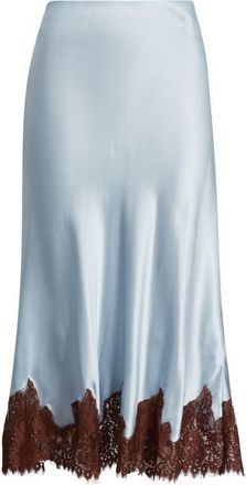 Reformation Carolina Lace Trim Silk Pajamas in Mineral at Nordstrom, Size X-Small
