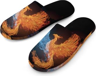 Generic Water Ice And Fire Rising Phoenixsbird Mens Slippers Warm Non-Slip Houes Shose Spa Slipper for Home Bedroom