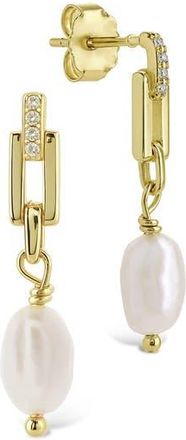 Sterling Forever Cecelia Faux Pearl & Cubic Zirconia Drop Earrings in Gold/White at Nordstrom Rack