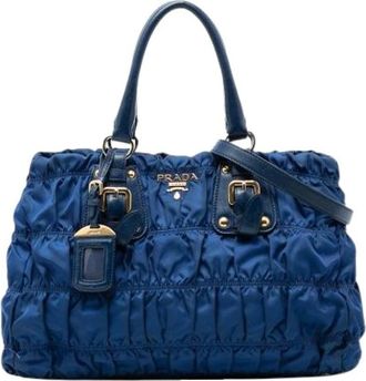 Prada Pre-owned Handbags, female, Blue, Size: ONE SIZE Pre-owned Vintage Satchel