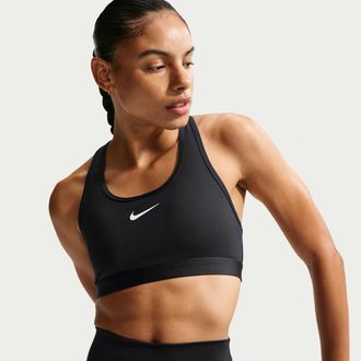 Nike Womens Swoosh Medium-Support Non-Padded Sports Bra in Black | IF5648-010