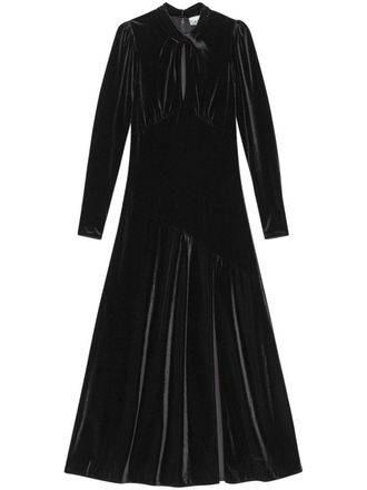 Ganni keyhole-neck velvet maxi dress - Black