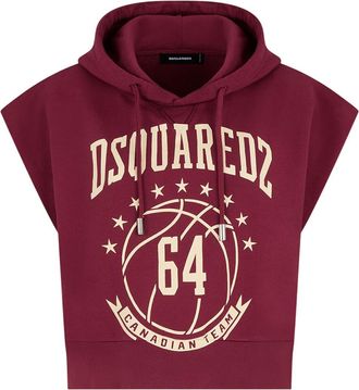 Dsquared2 Red Sleeveless Cotton Hoodie