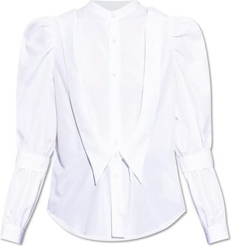 Comme Des Garçons Overhemden, Dames, Wit, L, Katoen, Blouse met pofmouwen