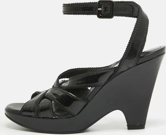 Tod's Tods Black Patent Leather Strappy Platform Sandals