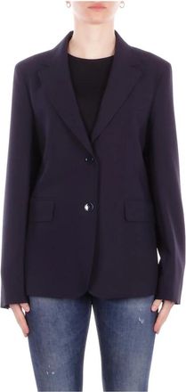 Max Mara Geknoopte Blazer - Dames - Blazers - Blauw - M - Leer - Jassen