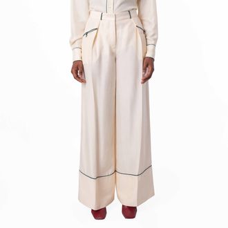 Bally Bone Wide-Leg Silk Pants