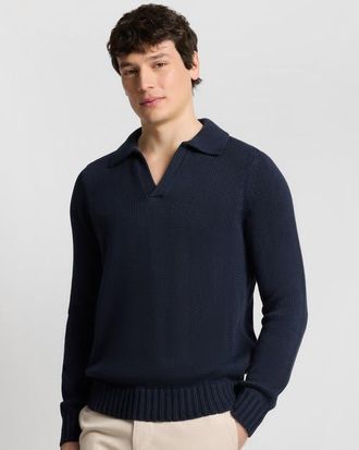 Onia Ultra Soft Cotton Johnny Polo in Midnight at Nordstrom, Size Medium