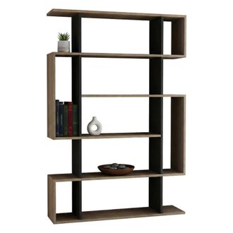 Dmora Dmora - Estante Para Libros Adhara, Estante De Oficina, Porta Libros M&oacute;vil, Biblioteca, 110x26h161 Cm, Roble Y Antracita, Con Embalaje Reforzado