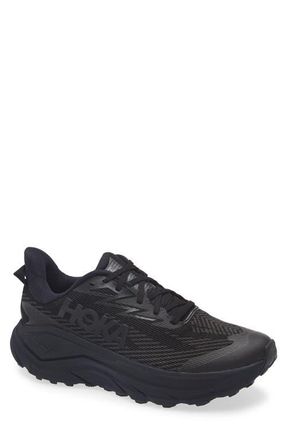 Hoka One One Challenger 8 GTX Gore-Tex Waterproof Trail Running Shoe in Black /Carbon Black at Nordstrom, Size 13