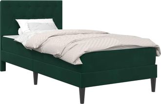 vidaXL Estructura De Cama Con Colch&oacute;n Verde Oscuro 100 X 200 Cm Vidaxl