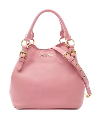 Miu Miu Madras leren shopper - Roze