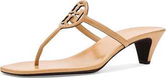 Tory Burch 50mm Miller Capri Kitten Heel Womens Sandals Honeycomb Tan/Honeycomb Tan : 10.5 M, Synthetic