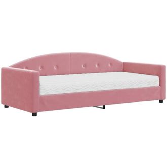 vidaXL Sof&aacute; Cama Con Colch&oacute;n Terciopelo Rosa 90x200 Cm Vidaxl