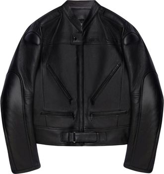 Courrèges Racer zipped leather jacket - women - CALFSKIN - L - Black