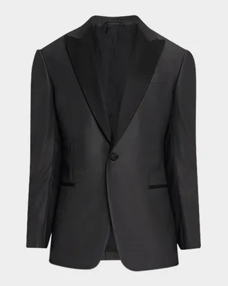 Giorgio Armani Men & apos;s Micro-Dot Silk Peak Lapel Tuxedo