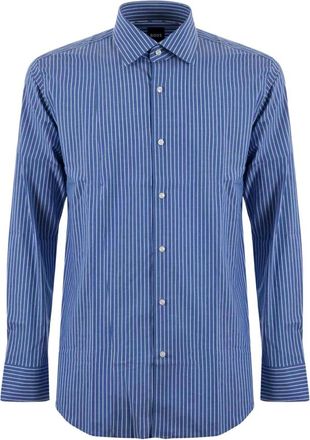 HUGO BOSS H-Hank Kent Overhemd - Heren - Zakelijke Overhemden - Blauw - 3XS - Katoen - Overhemden