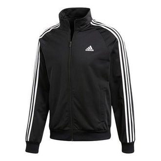 adidas Logo Printing Side Stripe Stand Collar Sports Jacket Black BR1024