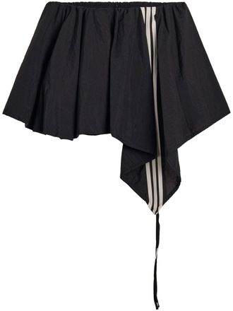 Yohji Yamamoto Asymmetrical Layered Black Shorts with Contrasting Panel