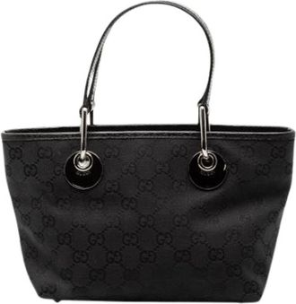 Gucci Pre-owned Tote Bags, female, Black, Size: ONE SIZE Pre-owned Vintage Canvas Tote Bag