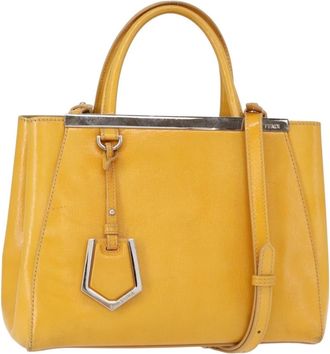Fendi 2Jours Bag Leather Yellow Leather Handbag (Pre-Owned)