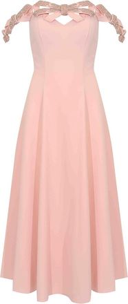 Tarik Ediz Dress In Crepe With Rhinestones Ice Pink
