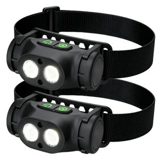 OEM Paquete De 2 Linternas Frontales Led Recargables - Linterna Frontal Recargable - Ajustable A 90&deg; - Sensor Inteligente - 4 Modos Magn&eacute;ticos - Ip66 Tipo