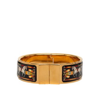 Herm&egrave;s Pre-owned Hermes Wide Enamel Equestrian Loquet Bracelet GM Ladies Z7SBMUMGGQ1U31XY