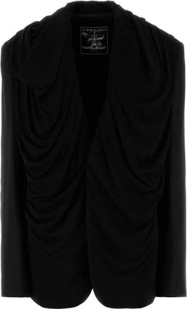 Y / Project Zwarte Stretch Twill Oversized Blazer - Dames - Blazers - Zwart - 2XS - Wol - Jassen