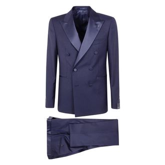 Tagliatore Double Breasted Suits, male, Blue, Size: M Sfbr10A01 Double-Breasted Suit