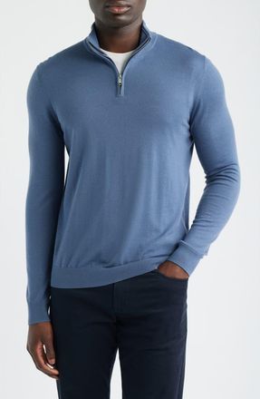 Reiss Blackhall Wool Quarter Zip Sweater in Airforce Blue at Nordstrom, Size Xx-Large