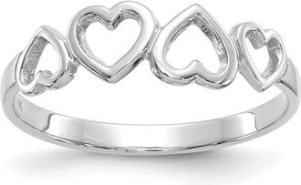 Diamond2Deal 14K White Gold Heart Ring