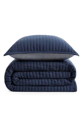 Tommy Hilfiger Gardena Check Quilt & Shams Set in Navy Blue/white at Nordstrom, Size Full/queen