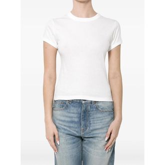 Saint Laurent Cassandre T-shirt In Ribbed Cotton Jersey
