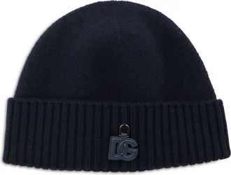 Dolce & Gabbana Mens Knit Cap Dark Blue Virgin Wool Hat