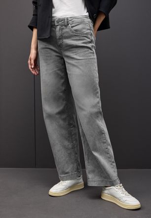 Street One Weite Jeans STREET ONE, Damen, Gr. 28, L&auml;nge 30, light grau random washed, Denim/Jeans, Obermaterial: 63% Baumwolle, 25% Polyester, 10% Viskose, 2% El