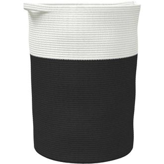 vidaXL Vidaxl - Cesta De Almacenaje Algod&oacute;n Negro Y Blanco &Oslash;49x65 Cm