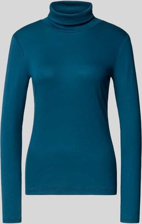 Tom Tailor Regular Fit Langarmshirt aus Baumwoll-Mix mit Rollkragen in Petrol, Größe XXL