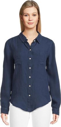Lilly Pulitzer Sea View Button Down Womens Clothing Low Tide Navy X Low Tide Navy : XXS, Linen
