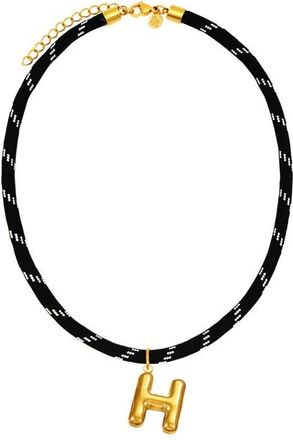 Petit Moments Bubble Initial Pendant Cord Necklace in Black-H at Nordstrom