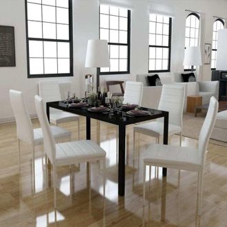 vidaXL Vidaxl - Conjunto De Mesa De Comedor 7 Piezas Blanco Y Negro