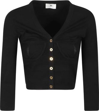 Elisabetta Franchi Gebreid Vest - Dames - Vesten - Zwart - M - Truien & Vesten