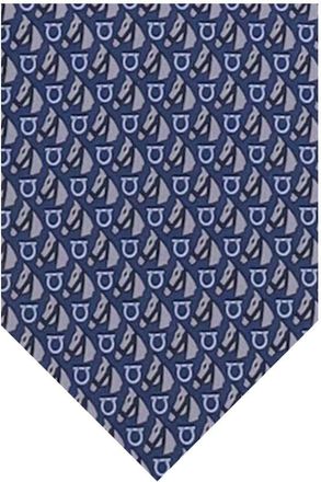 Ferragamo Blue Gancini Logo Tie