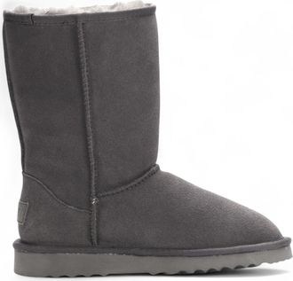 Infinity Leather Womens Genuine Sheepskin Grey Suede Slip-On Ankle Winter Boots - Dusk