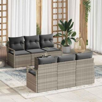 vidaXL Vidaxl - Conjunto De Sof&aacute; De Jard&iacute;n 7 Pcs Gris Claro 55 X 55 X 37 Cm